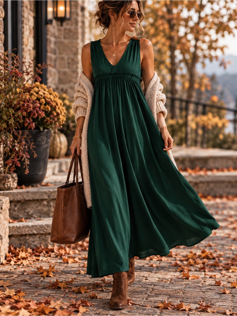 Carolina Belle‎ Emerald Green Empire Waist Maxi Dress Sleeveless Lined Small